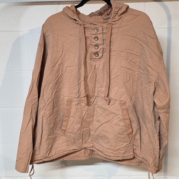 Natural Reflections Tops - Natural Reflections Women XL Henley Hoodie Button Neck Pullover Terracotta Crisp